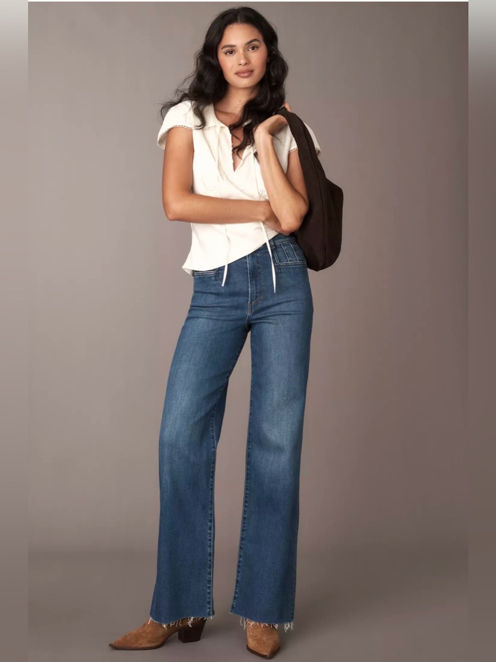 The Jordie Raw Hem Super High Waist Wide Leg Jeans Crosby Size 29